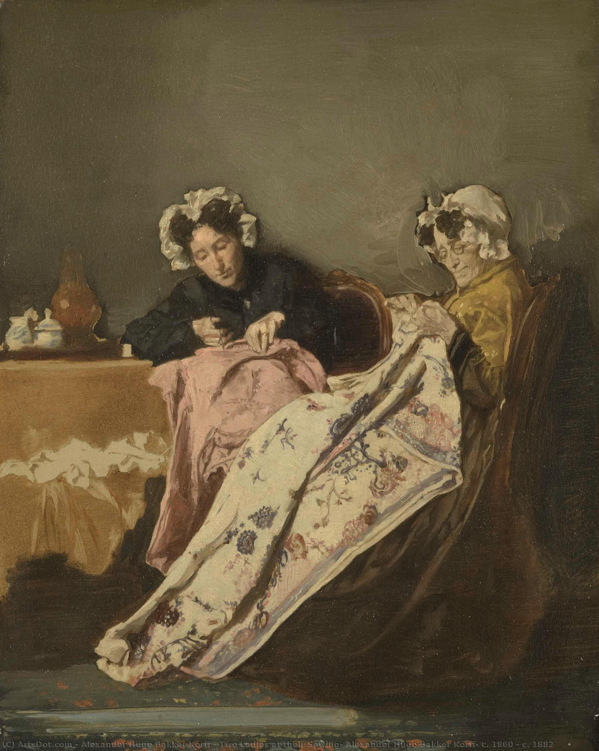 Two Ladies At Their Sewing, Alexander Hugo Bakker Korff, C. 1860 - C. 1882 — Alexander Hugo Bakker Korff