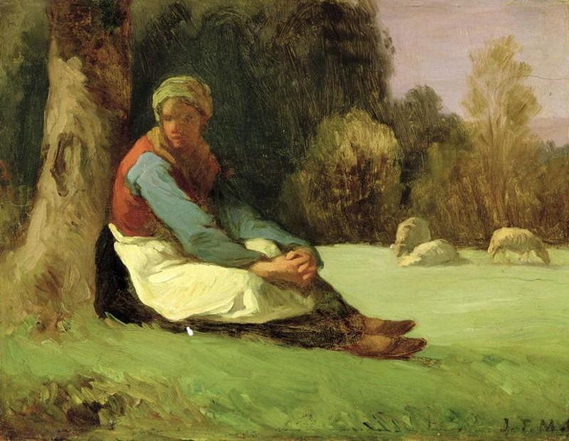 Seated Shepherdess — Jean-françois Millet