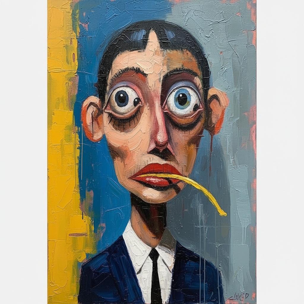 The Distorted Gaze Of Melancholy In Heavy Impasto And Ochre Gold — Laurent Mercier