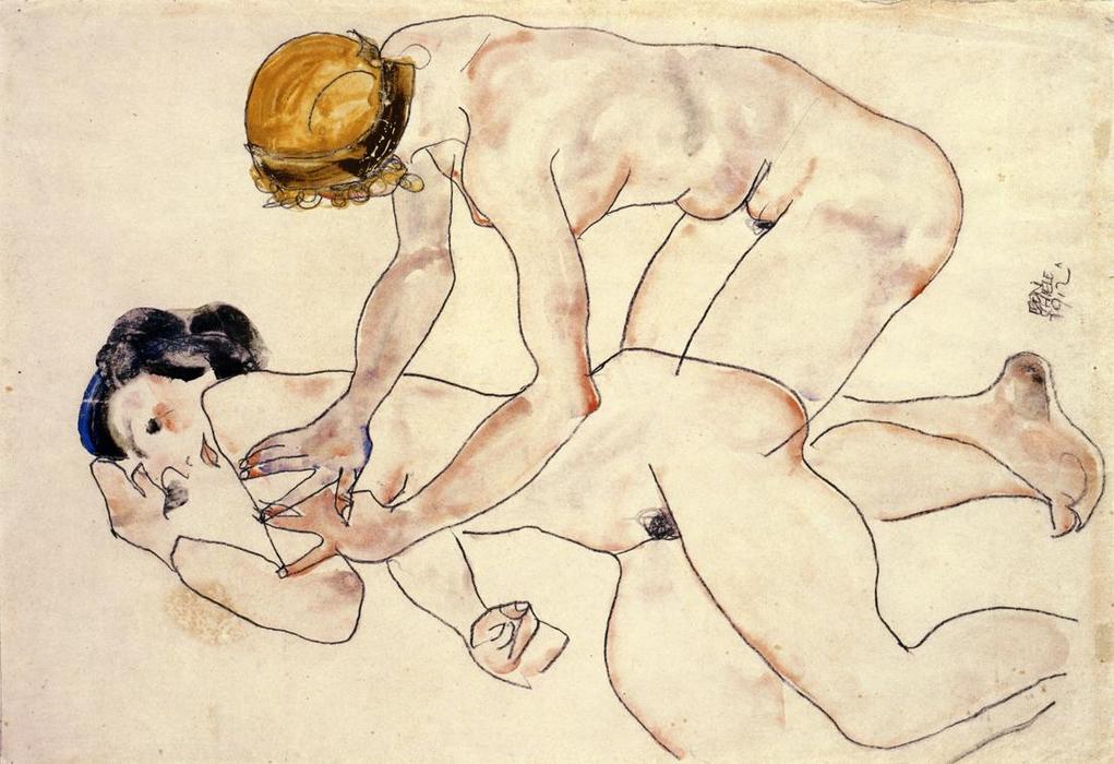 Two Female Nudes, One Reclining, One Kneeling (also Known As The Friends) — Egon Schiele