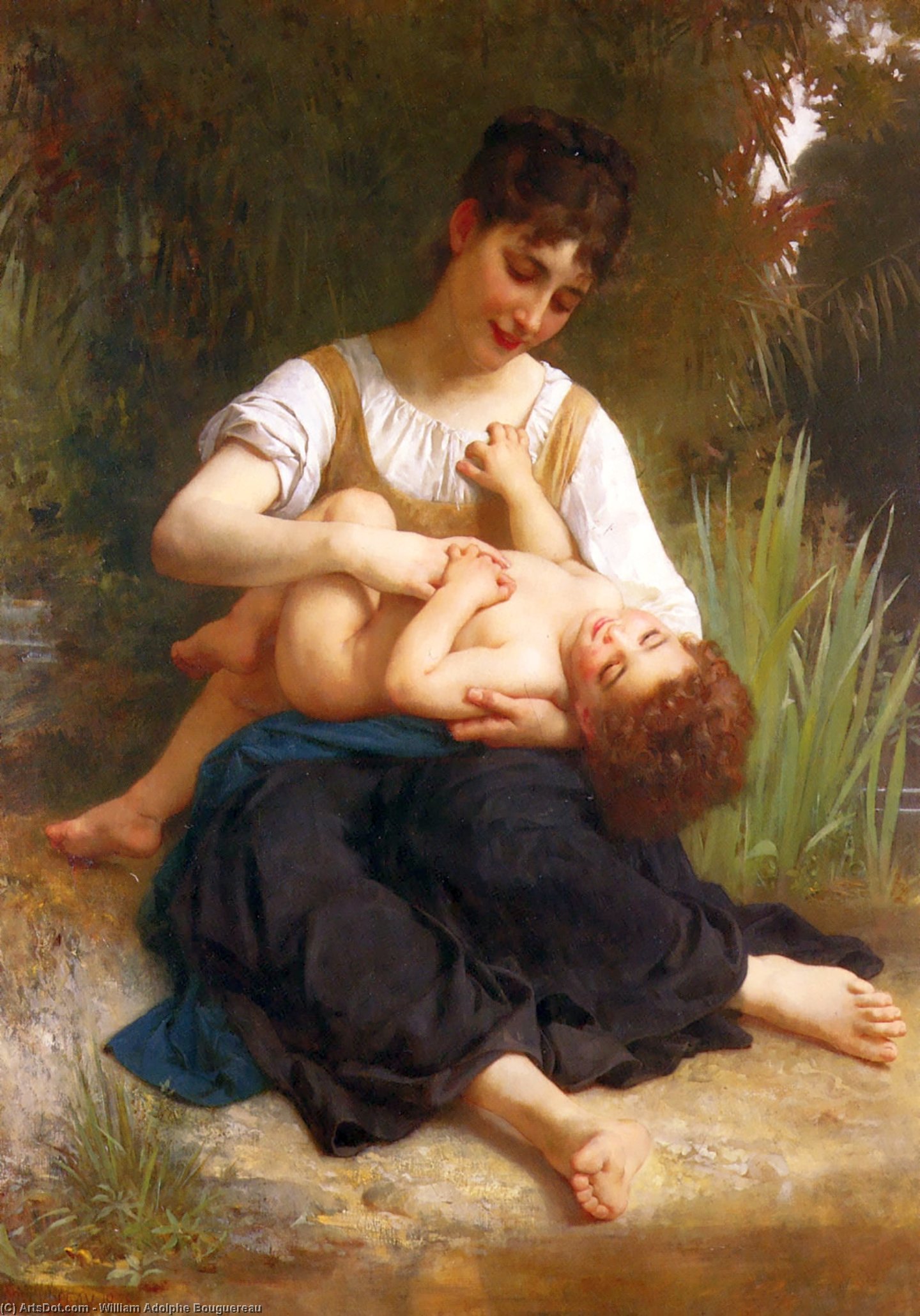 The Joys Of Motherhood (girl Tickling A Child) — William-adolphe Bouguereau