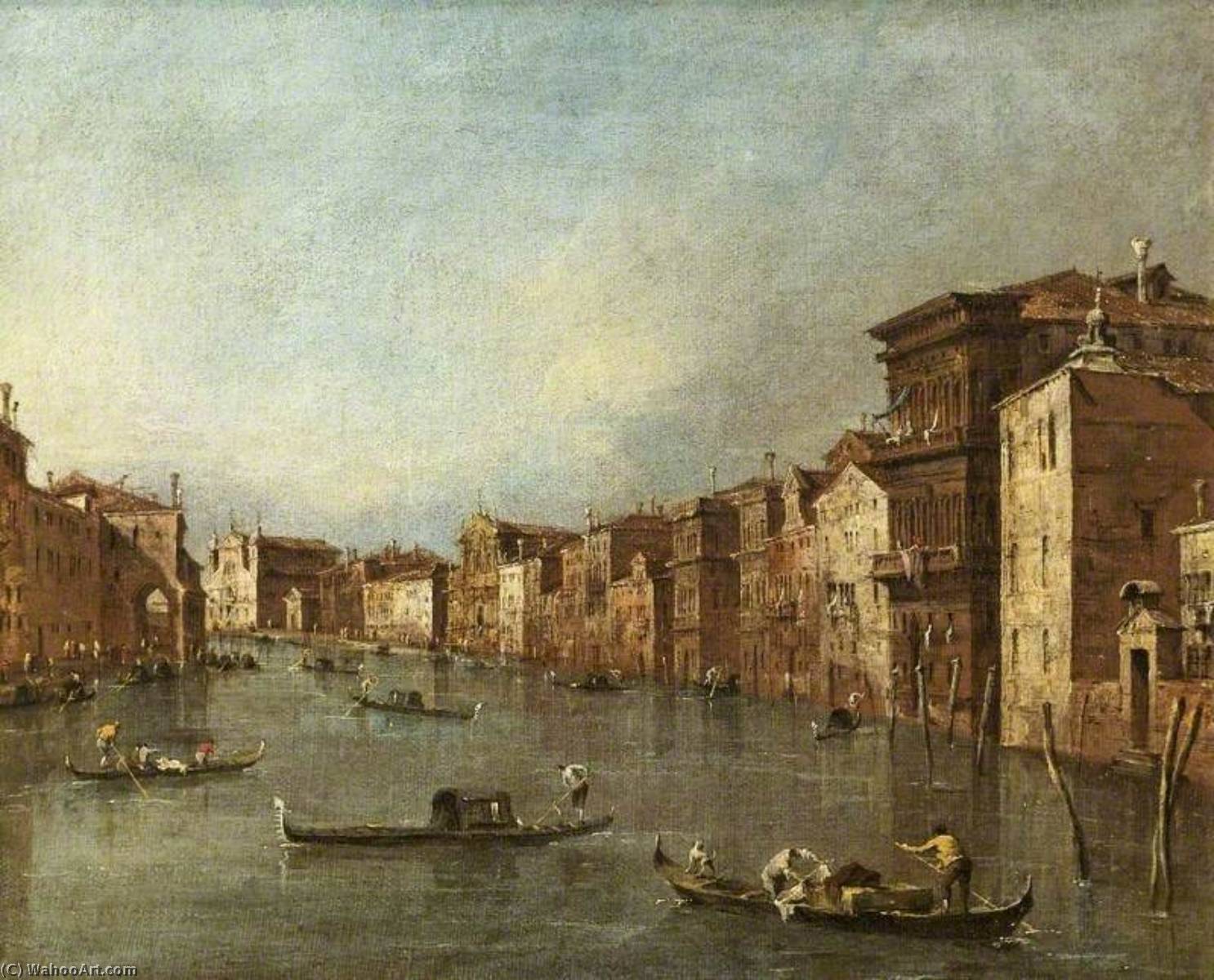 The Grand Canal, Venice, Italy, Looking Towards Santa Maria Degli Scalzi And Santa Lucia — Francesco Lazzaro Guardi
