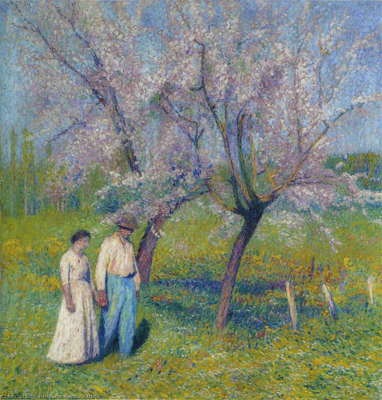 Promenade De Fiancees Sous Les Pommiers — Henri Jean Guillaume Martin