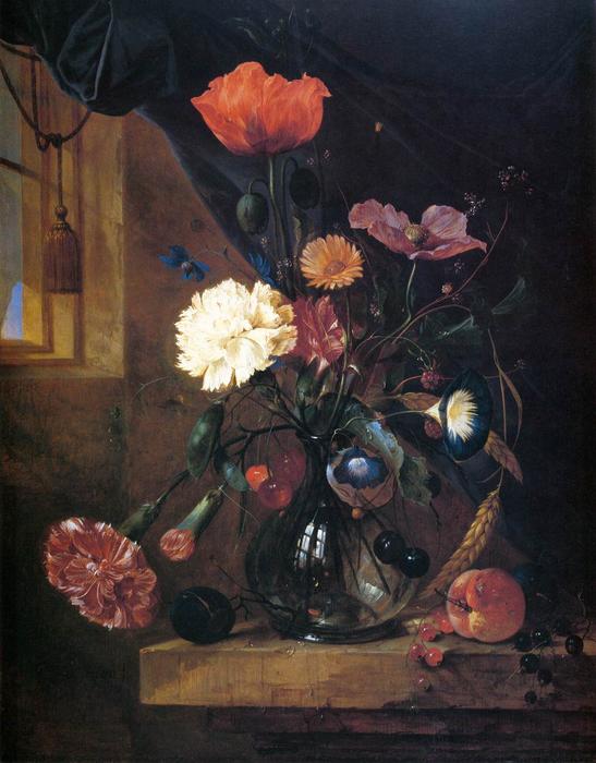 Bouquet In A Glass Vase — Jan Davidszoon De Heem Or Johannes De Heem Or Johannes Van Antwerpen Or Jan Davidsz De Hem