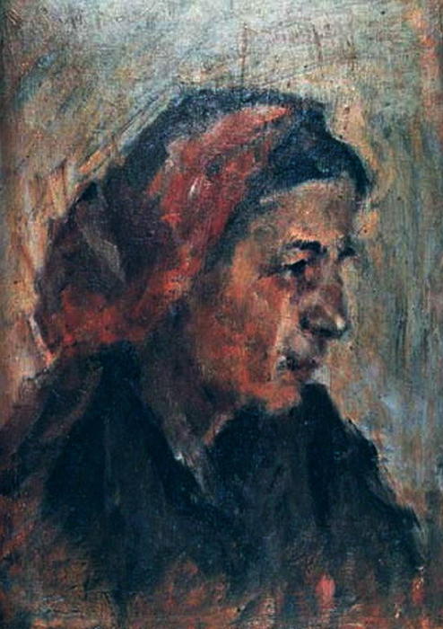 Old Woman With Red Scarf — Georgios Bouzianis