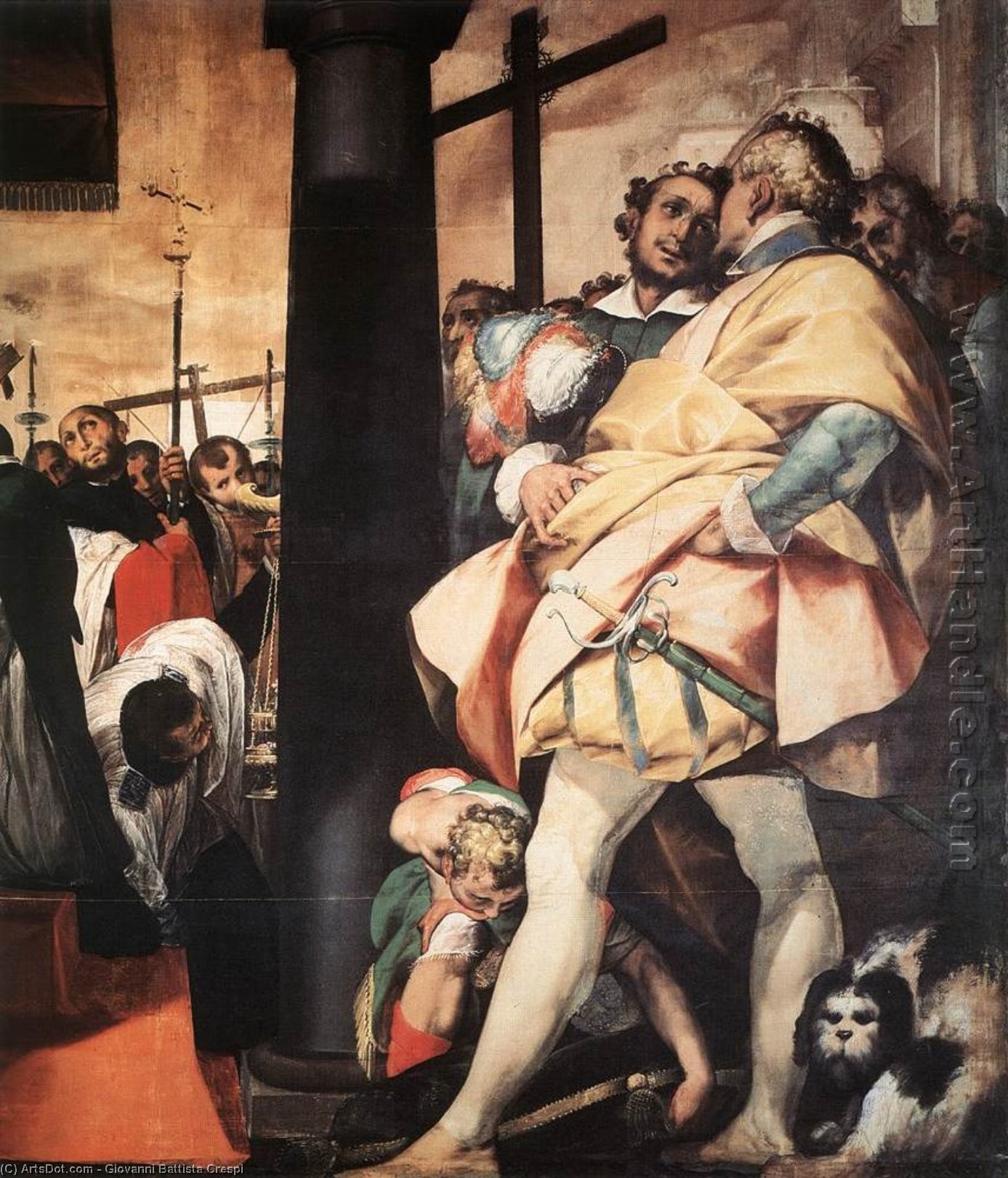 St Carlo Borromeo Erecting Crosses A The Gates Of Milan (detail) — Giovanni Battista Crespi