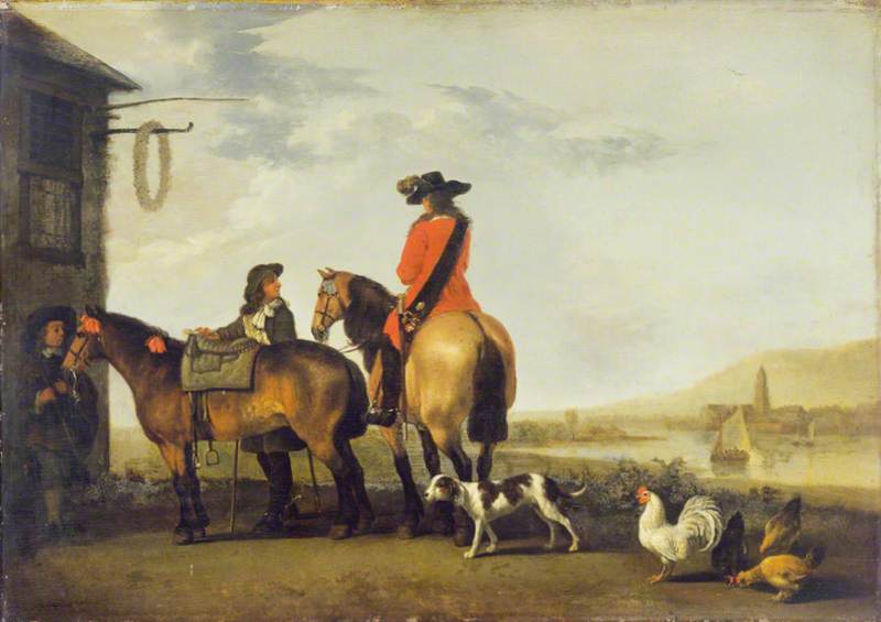 Two Horsemen At A Tavern — Abraham Pietersz Van Calraet