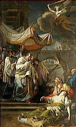 La Peste De Milan (titre Moderne) Saint Charles Borromee Communiant Les Pestiferes Dans La Ville De Milan — Anicet Charles Gabriel Lemonnier