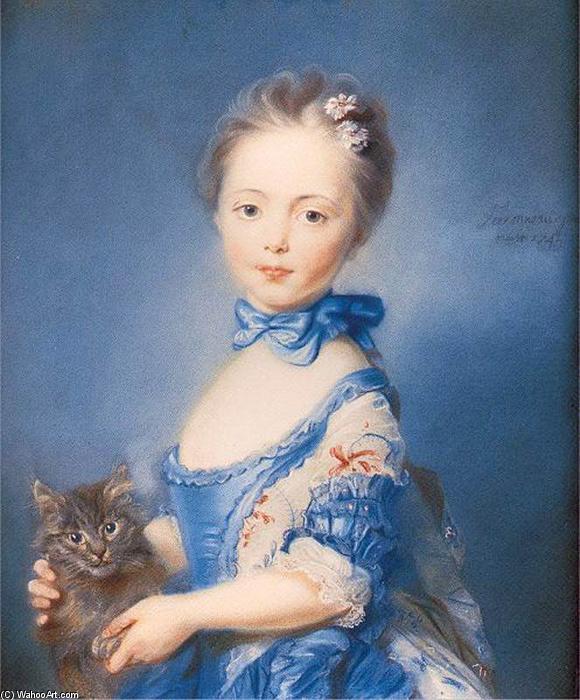 A Girl With A Kitten — Jean Baptiste Perronneau