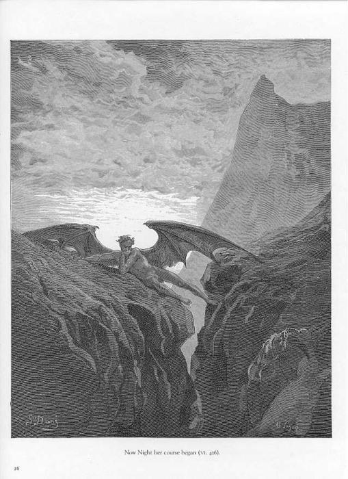 Plate No. 26 Book Vi Line 406 'now Night Her Course Began..' — Paul Gustave Doré