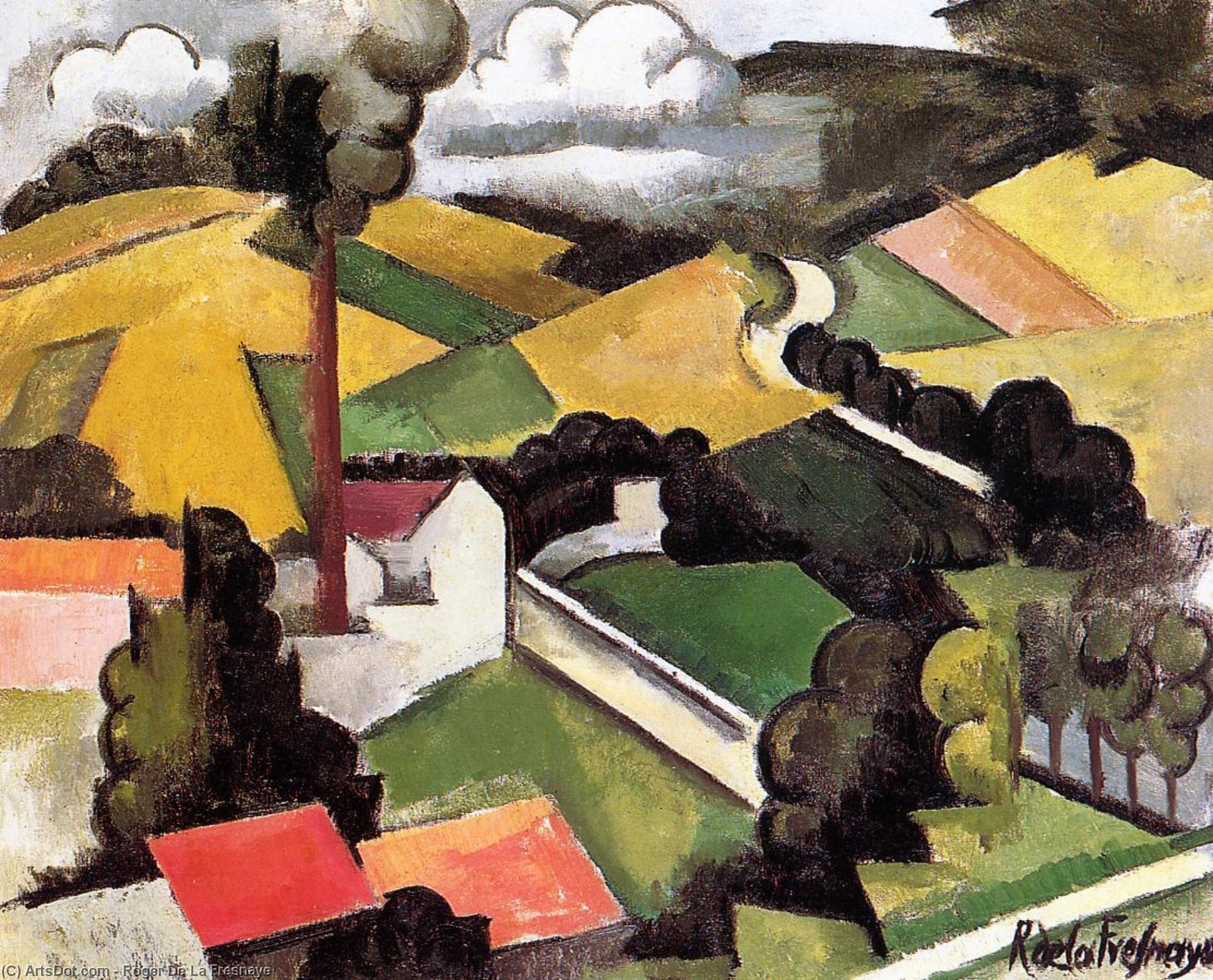 The Factory Chimney, Meulan Landscape — Roger De La Fresnaye