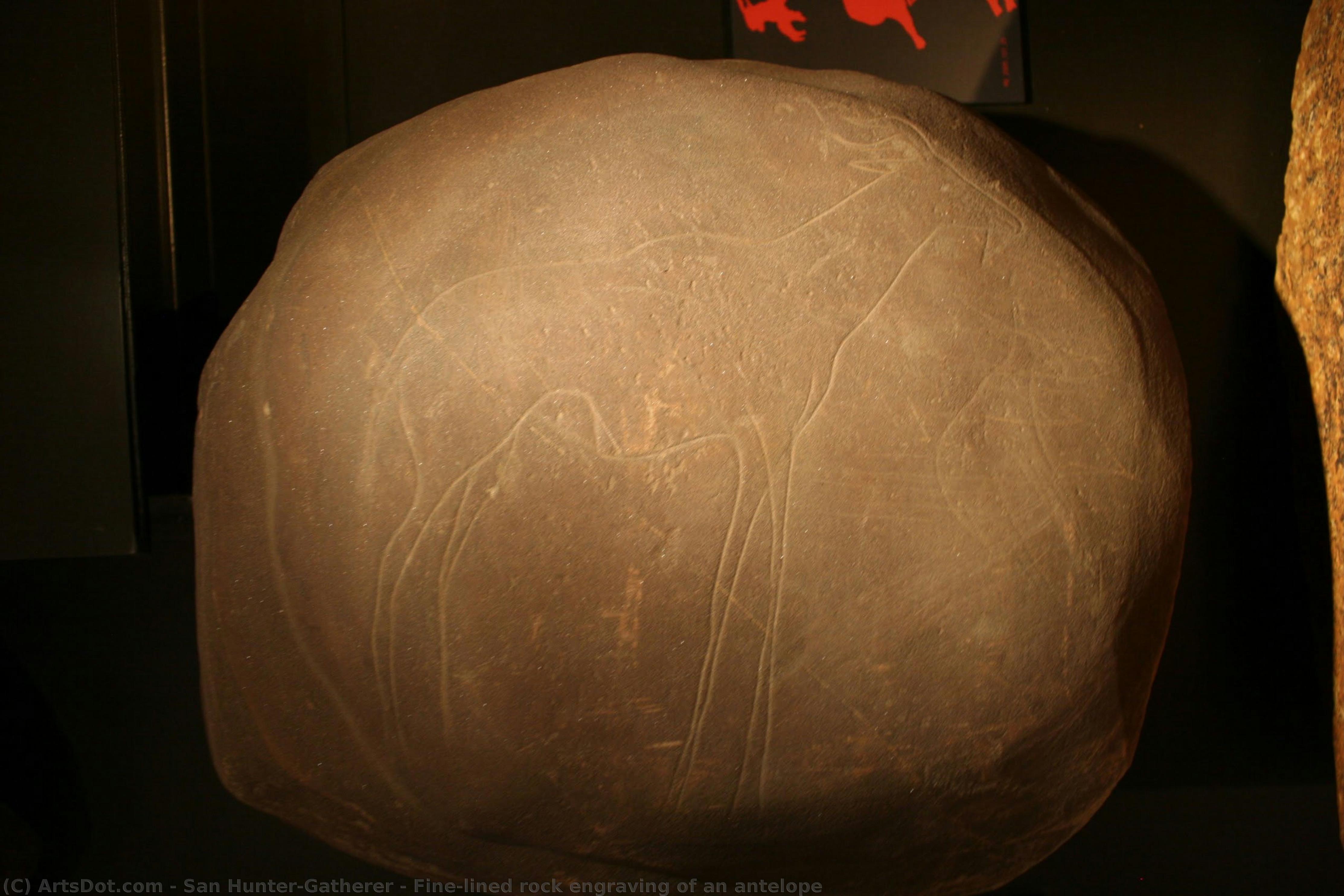 Fine-lined Rock Engraving Of An Antelope — San Hunter-gatherer