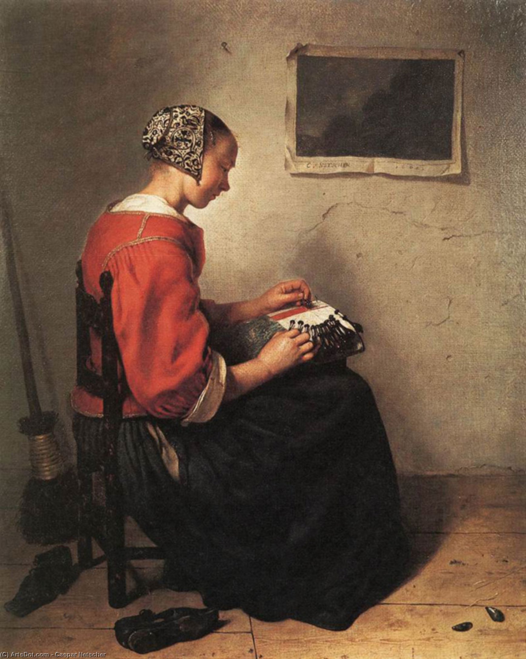 The Lace-maker — Netscher, Caspar