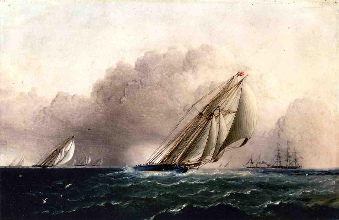 N.y.y.c. Schooner Yacht 'estelle' Running Home — James Edward Buttersworth