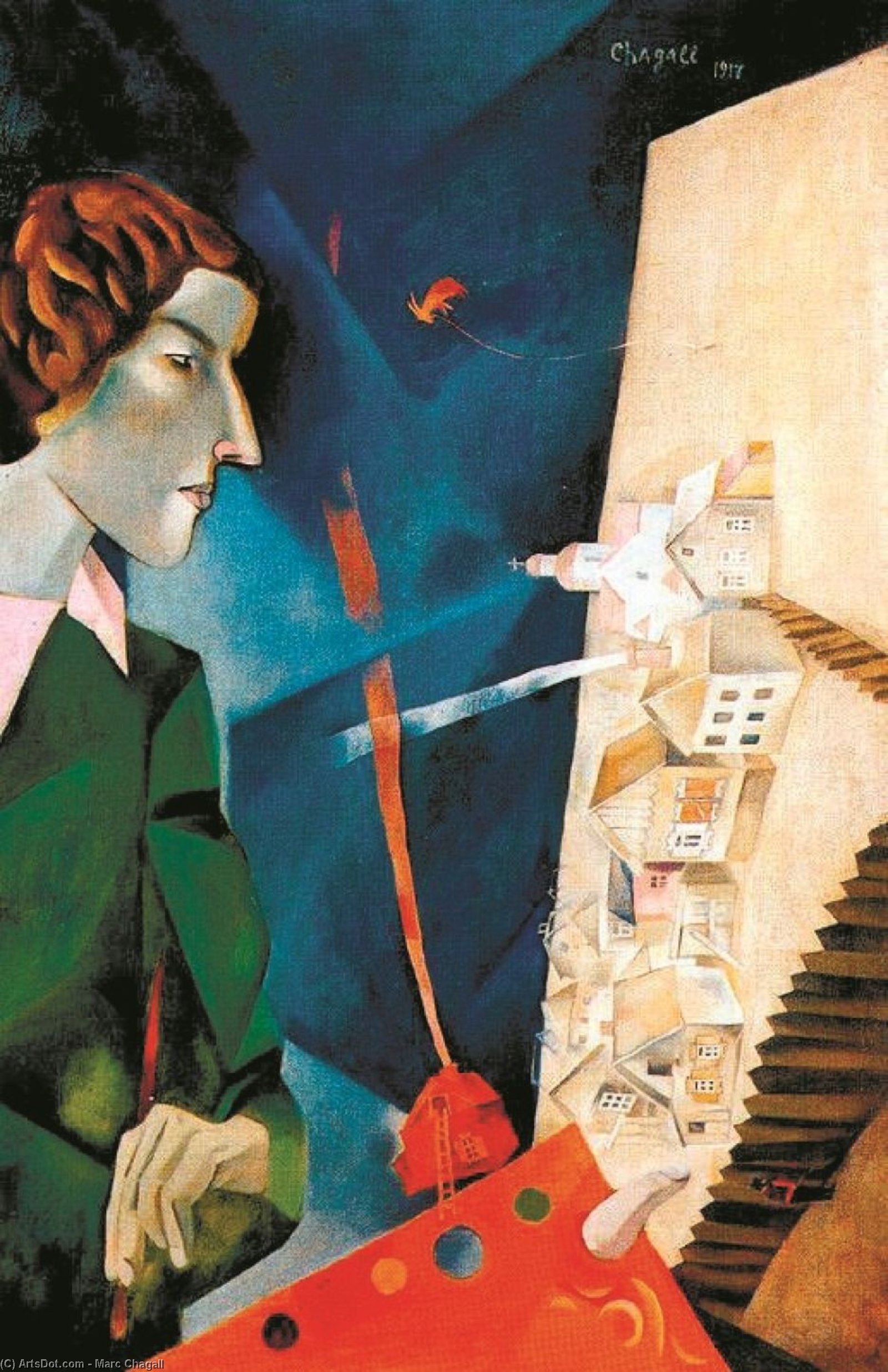 Self Portrait With Palette — Marc Chagall