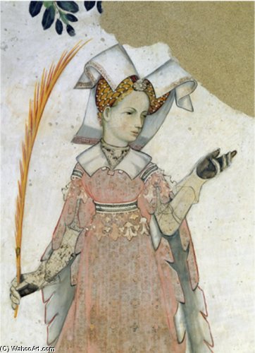 The Nine Worthies And The Nine Worthy Women, Detail Of Teuta, C.1418 - (30) — Giacomo Jaquerio