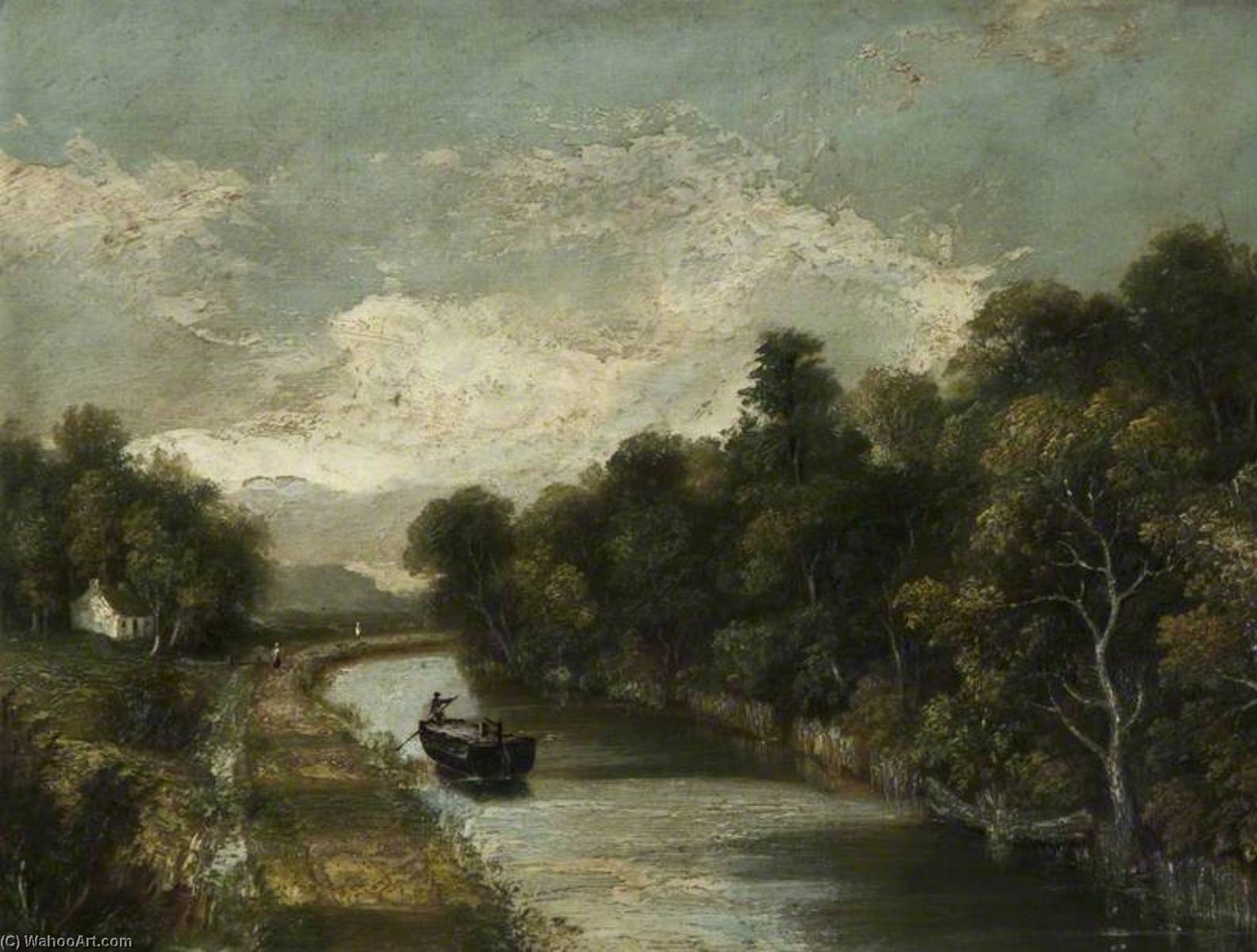 River Lagan With Barge — Hugh Frazer