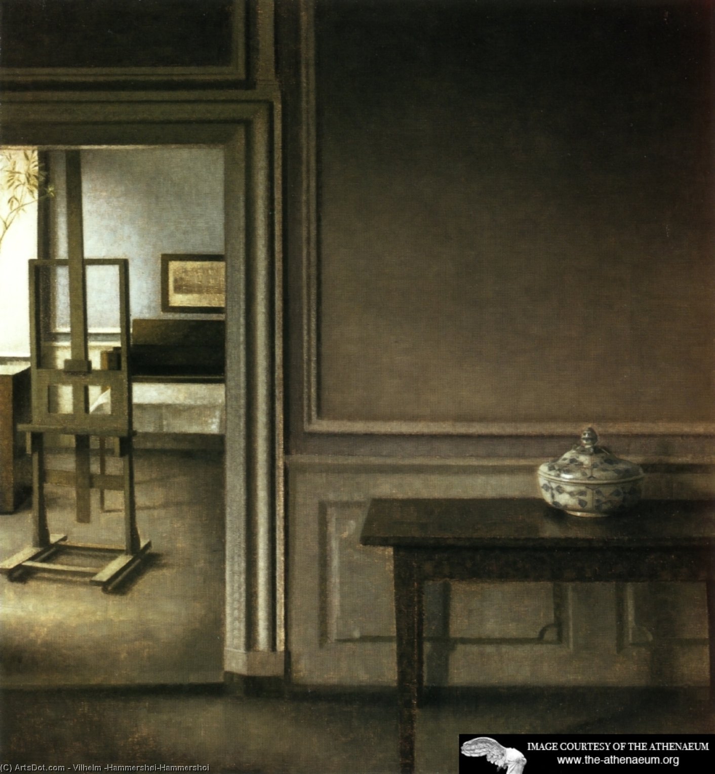 Interior With Easel, And Punch Bowl, Strandgade 30 — Vilhelm (hammershøi)hammershoi