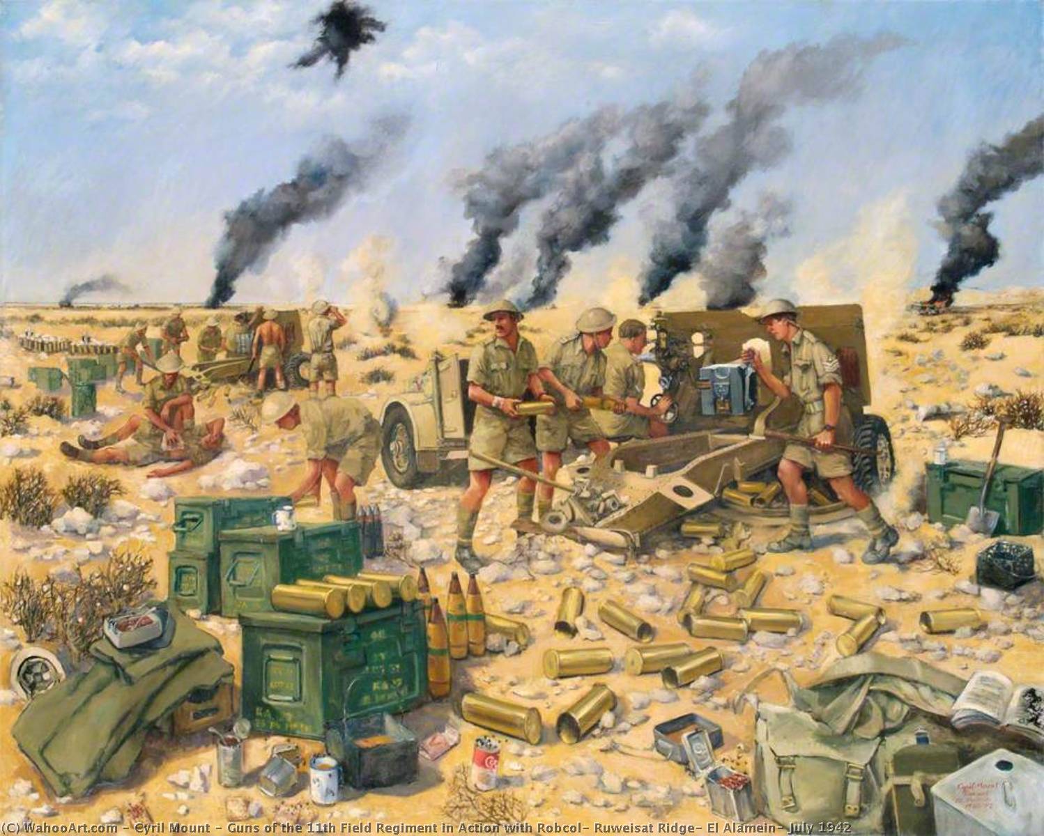 Guns Of The 11th Field Regiment In Action With Robcol, Ruweisat Ridge, El Alamein, July 1942 — Cyril Mount