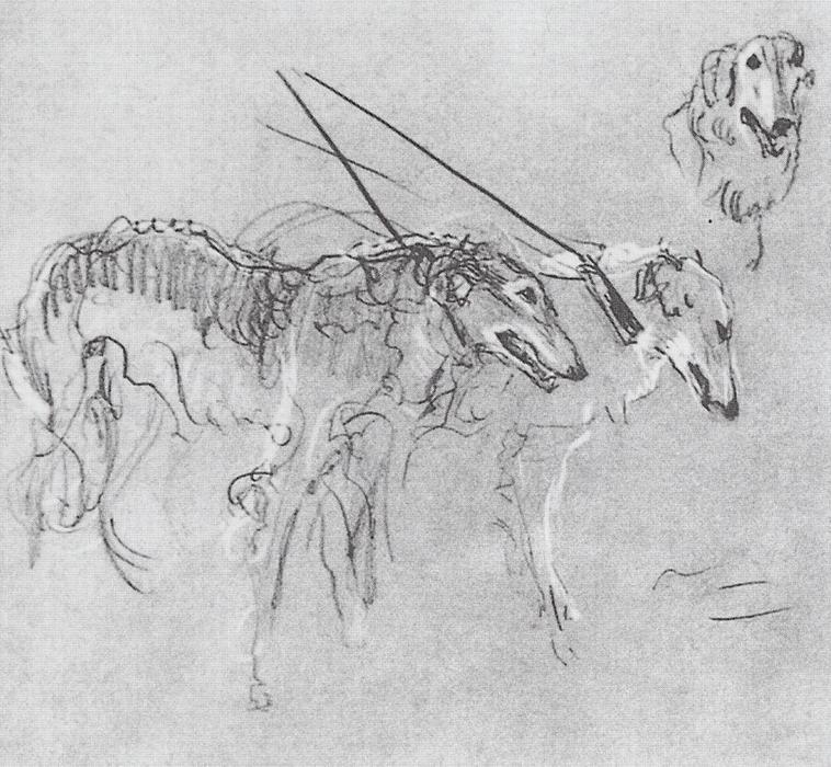 Greyhounds Royal Hunting — Valentin Alexandrovich Serov