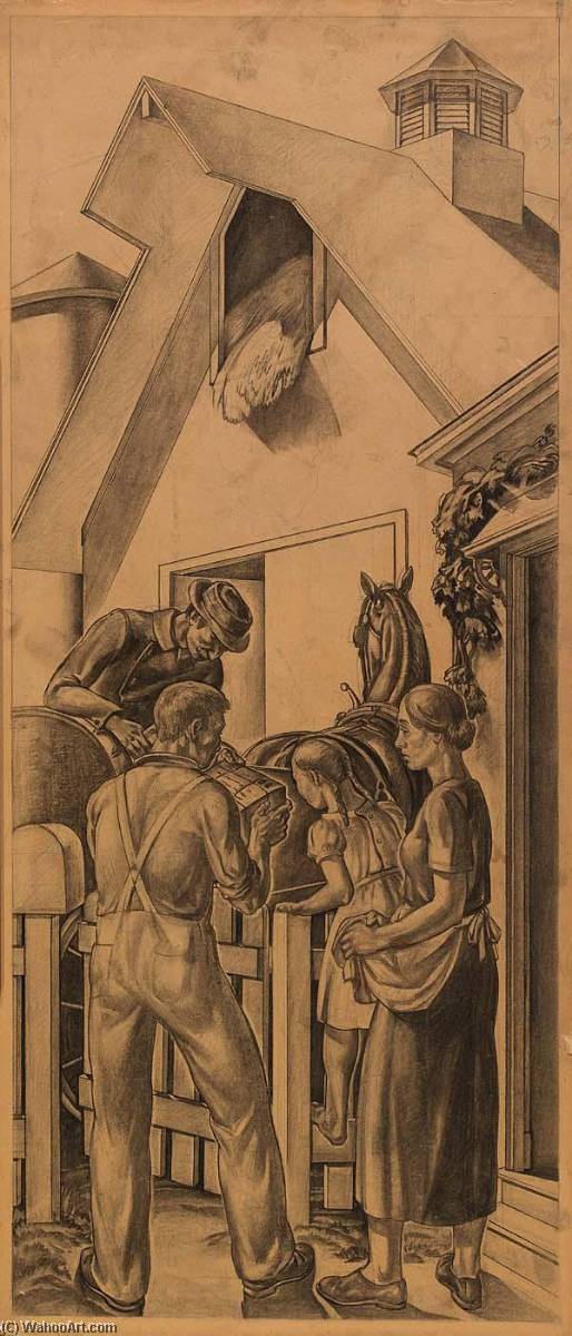Rural Delivery (study For Mural, Lafayette, Indiana Post Office) — Henrik Martin Mayer