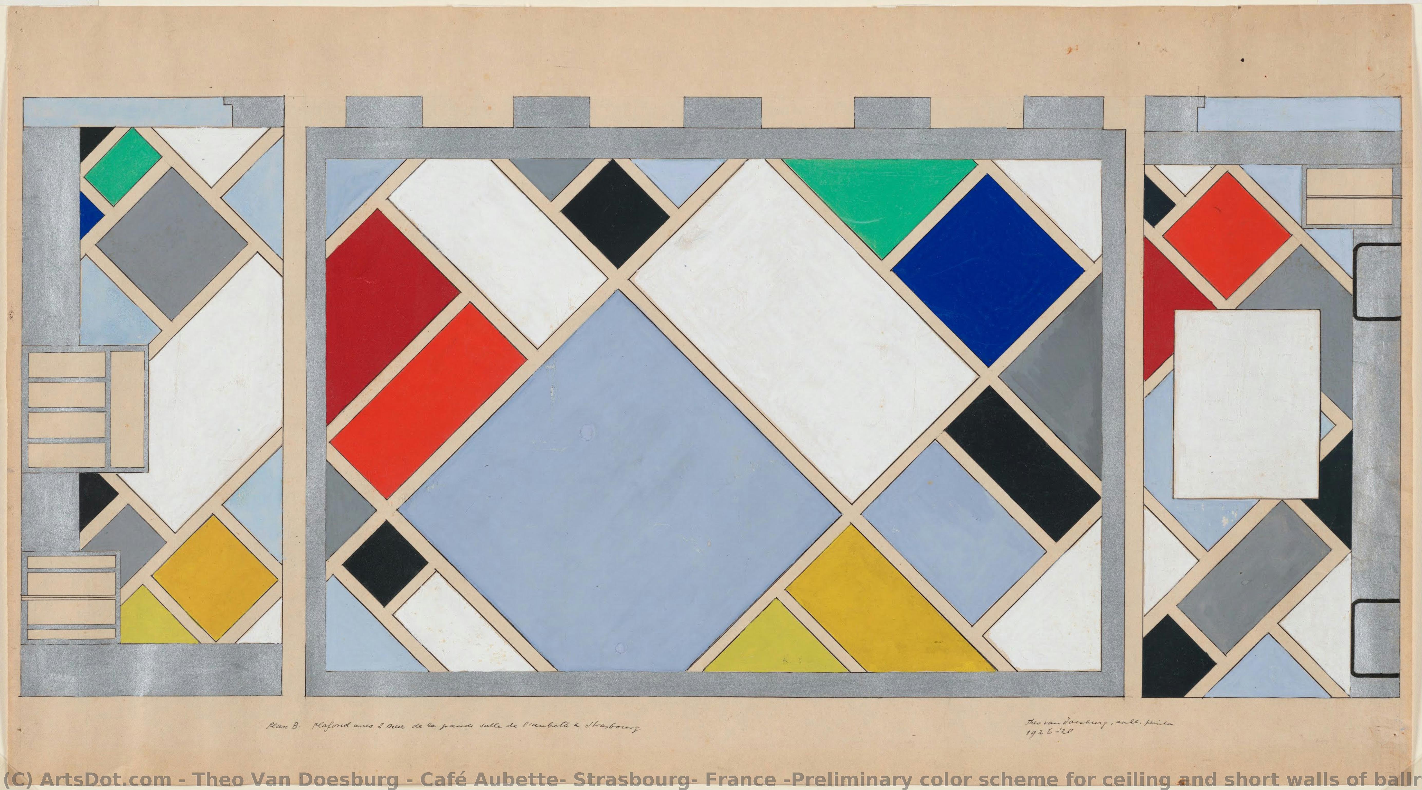 Café Aubette, Strasbourg, France (preliminary Color Scheme For Ceiling And Short Walls Of Ballroom) — Theo Van Doesburg