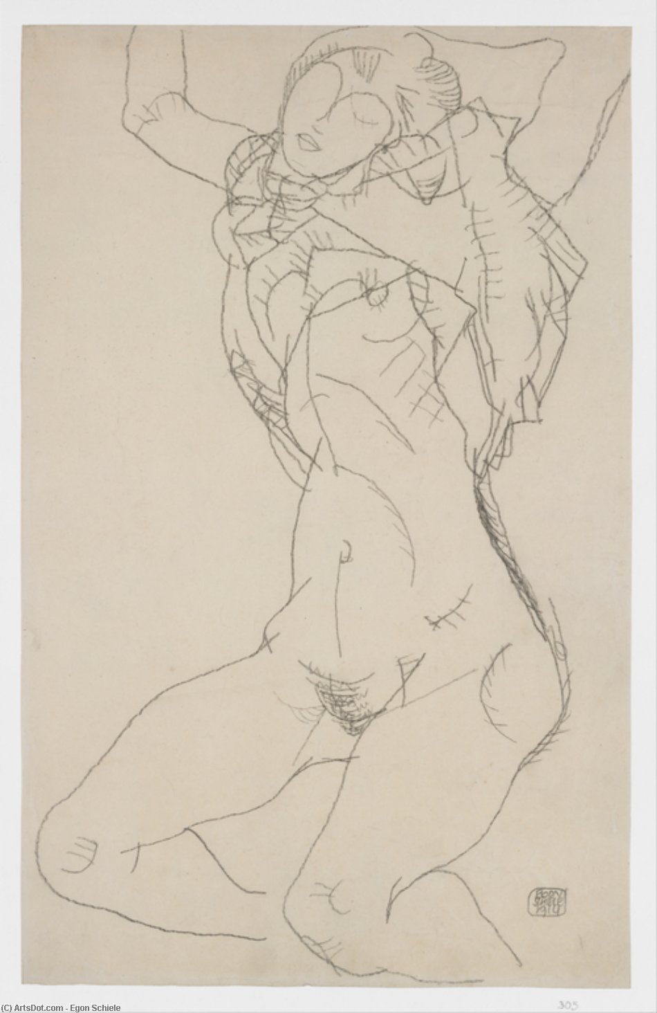 Reclining Semi-nude With Arms Raised — Egon Schiele