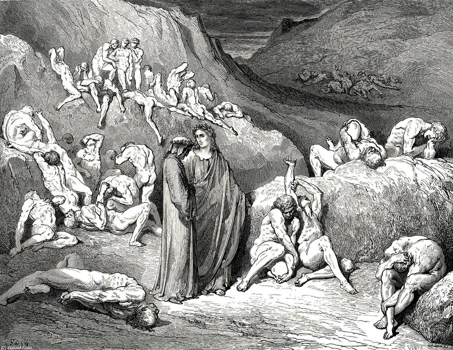 The Inferno, Canto 29, Lines 79-81. The Crust Came Drawn From Underneath In Flakes, Like Scales Scrap’d From The Bream Or Fish Of Broader Mail. — Paul Gustave Doré