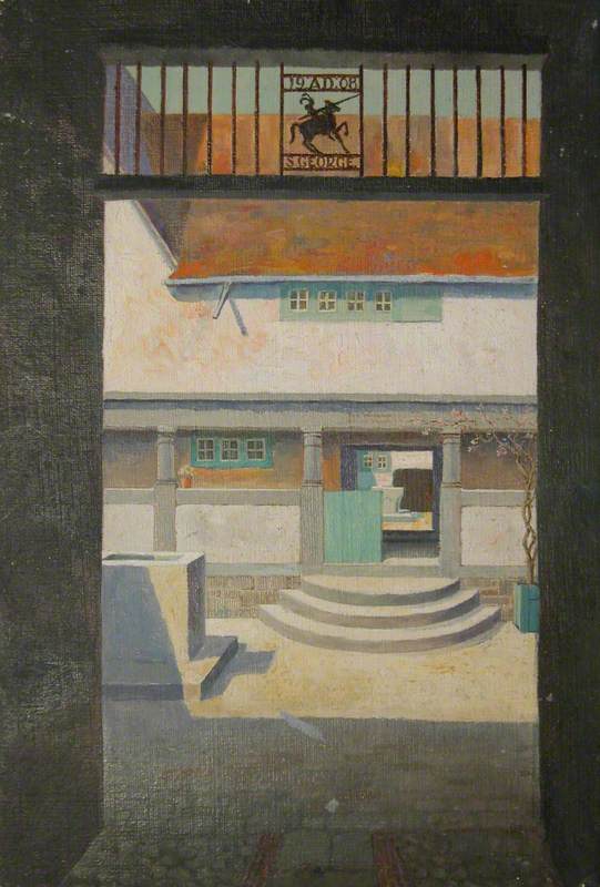 Courtyard At Alconbury Abbey With St George Grille — Charles Paget Wade
