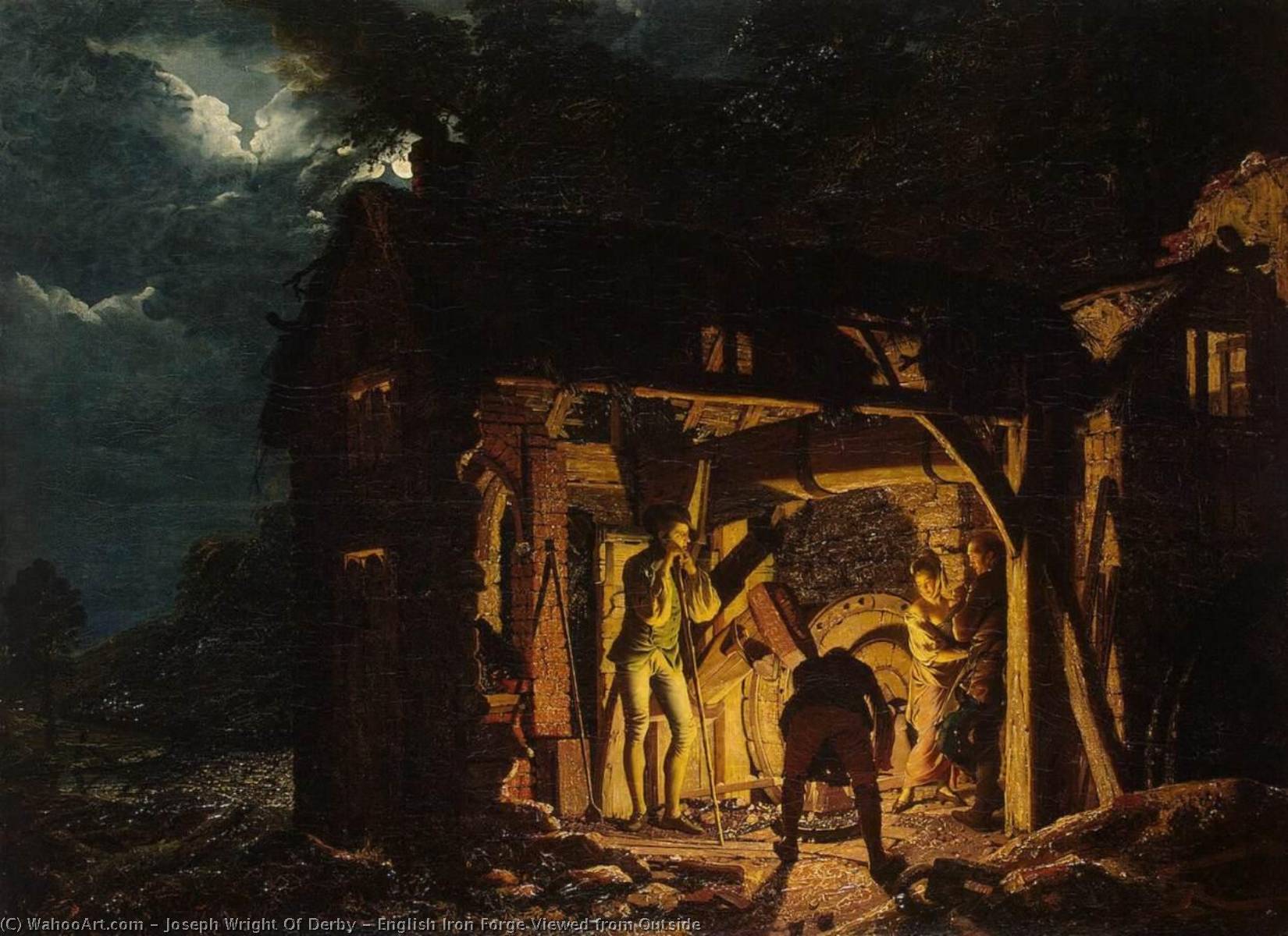 English Iron Forge Viewed From Outside — Џозеф Рајт Од Дербија