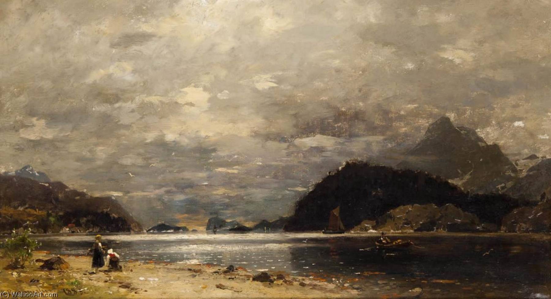 Fisherwomen By The Shore — Georg Anton Rasmussen