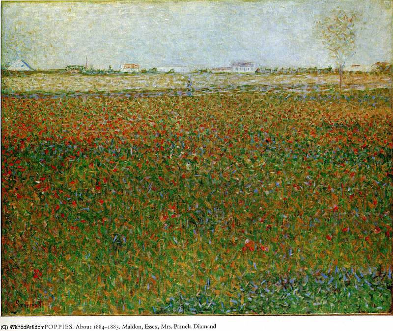 Unbetitelte Darstellung Eines Landschaftsgemäldes Mit Roten Poppys — Georges Pierre Seurat