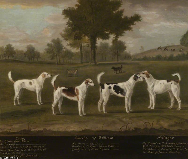Two Couple Of Foxhounds In A Park Landscape With Two Terriers — Francis Sartorius Ii (john Francis Sartorius)