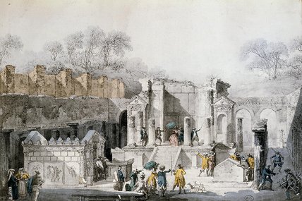 Tourists At The Temple Of Isis In The Ruins Of — Louis Jean Desprez