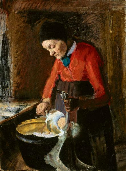 Gamle Lene Plukker En Gås English Old Lene Plucking A Goose — Anna Kirstine Ancher