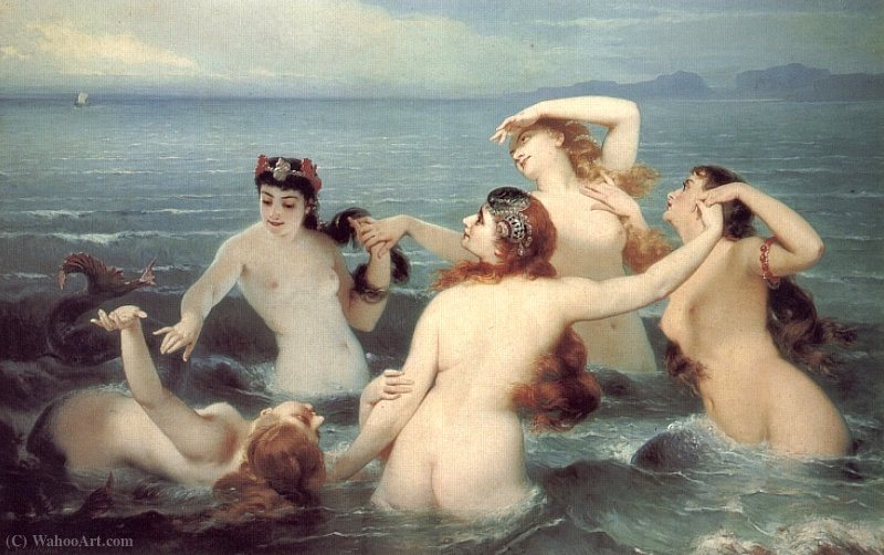 Mermaids Frolicking In The Sea — Charles Edouard Boutibonne