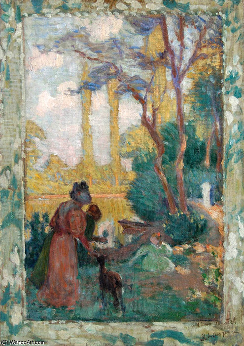 Young Woman And Children In Park — Henri Lebasque