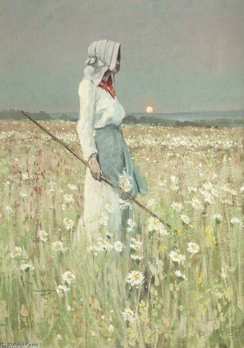 Landscape – Girl In A Meadow — William Page Atkinson Wells