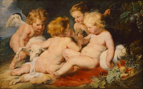 Christ And John The Baptist As Children And Two Angels — Frans Snyders