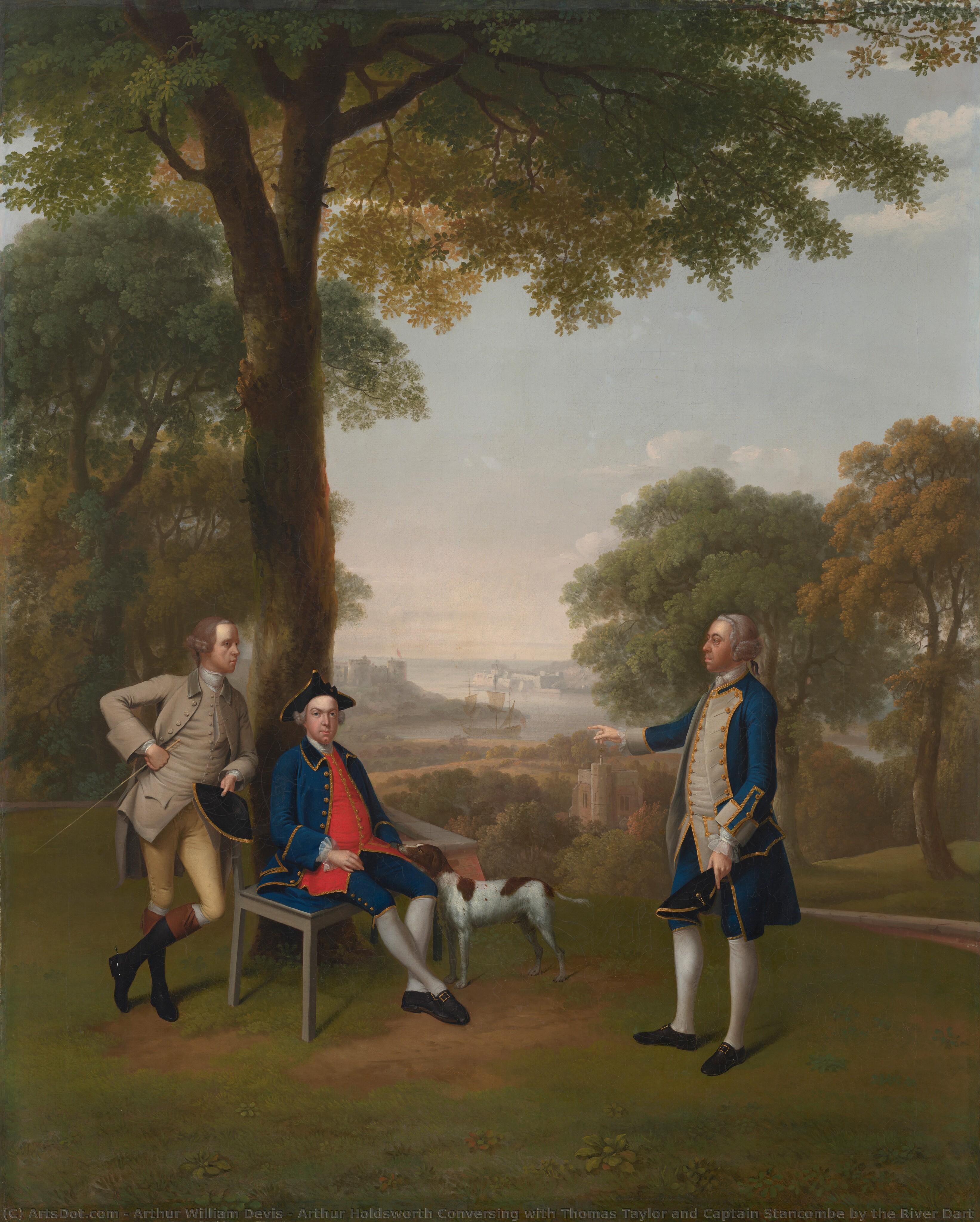 Arthur Holdsworth Conversing With Thomas Taylor And Captain Stancombe By The River Dart — Артур Уильям Девис