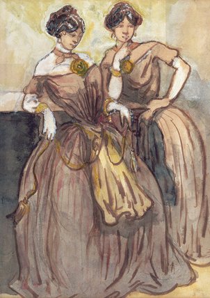 Two Young Women Standing — Constantin Guys