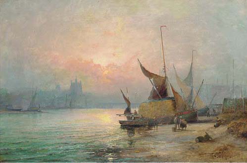 Beached Hay Barges Across The River From Rochester At Dusk — William A. Thornley (thornbery)