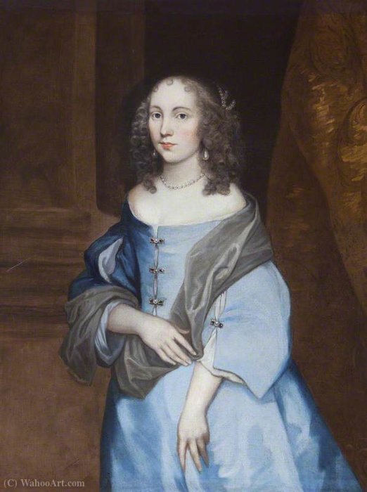 Portrait Of An Unknown Young Lady In A Blue Dress — Gerard Soest