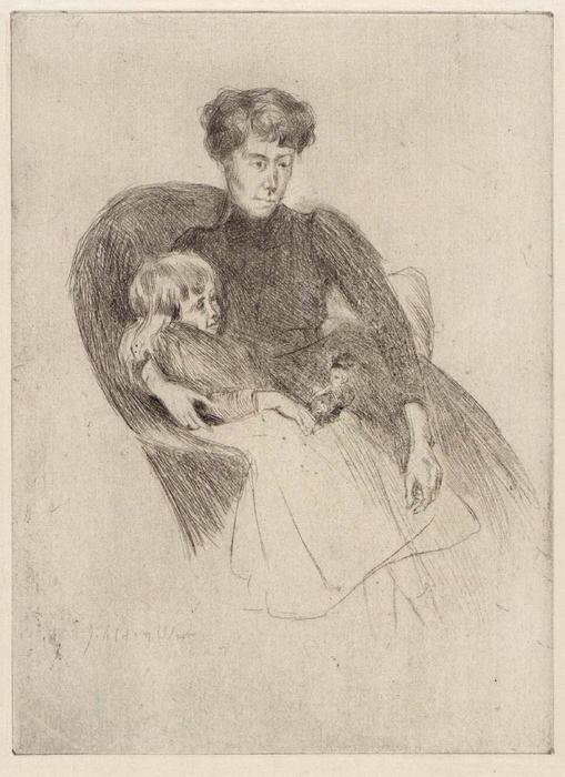 Woman And Child, Seated (mother And Child With Toy) — Julian Alden Weir