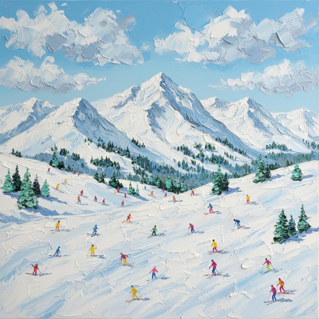 Ätherische Gipfel Im Azurblauen Licht: Eine Einzigartige Impasto-vision Alpiner Gelassenheit — David Moreau