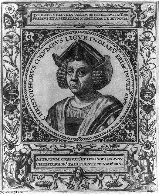 Christopher Columbus Engraving — Teodoro De Bry