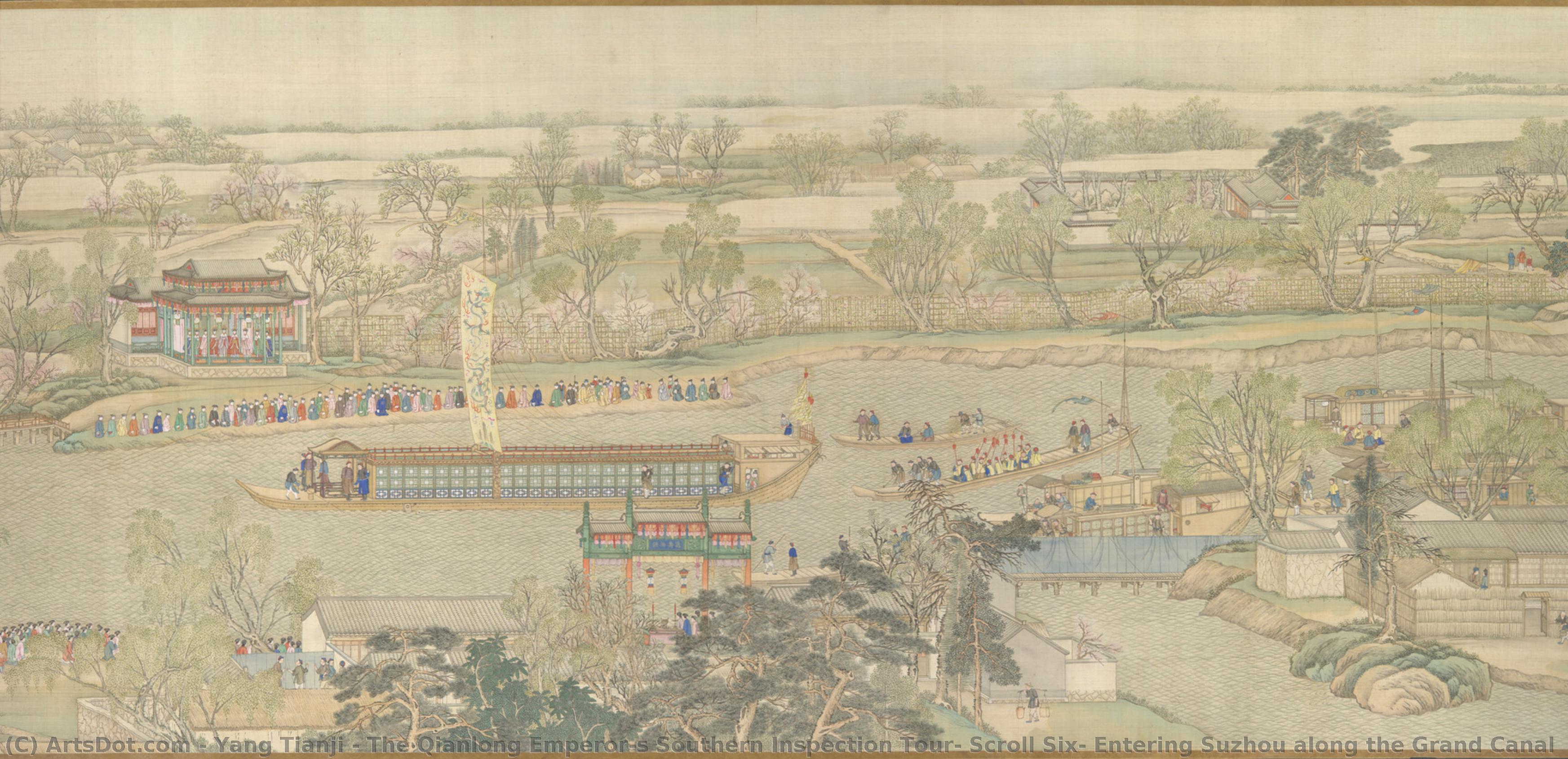 The Qianlong Emperor's Southern Inspection Tour, Scroll Six: Entering Suzhou Along The Grand Canal — Yang Tianji