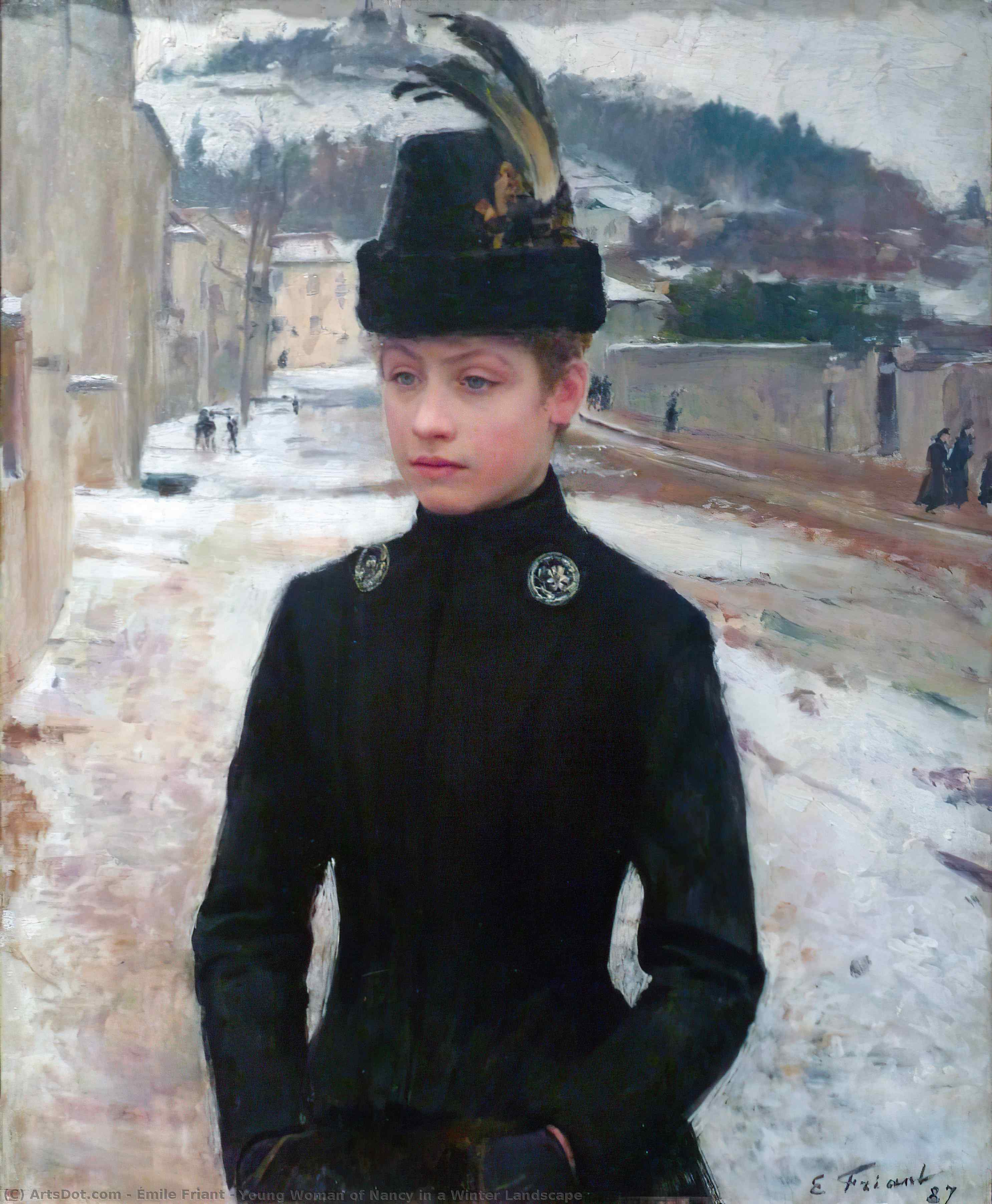 Young Woman Of Nancy In A Winter Landscape — Émile Friant