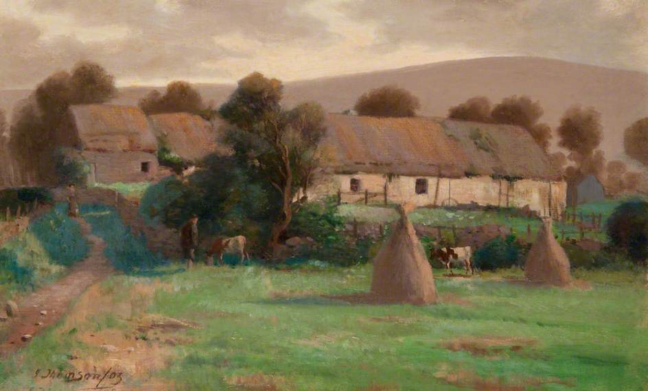 Highland Cottage With Cows — James Thomson