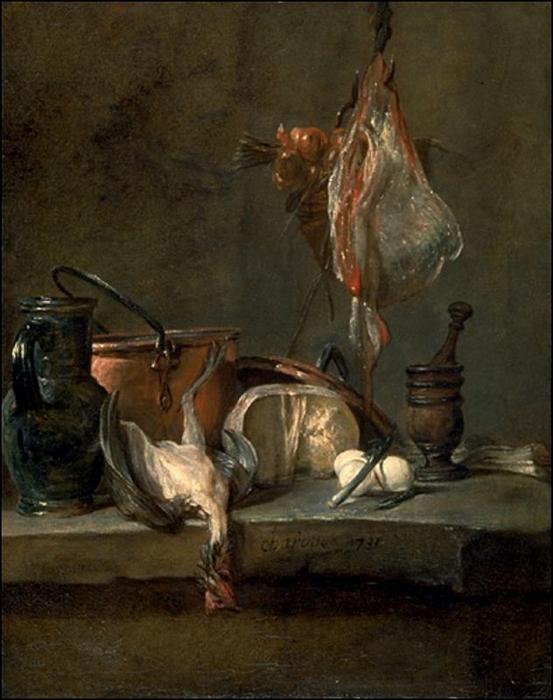 Still Life With Ray And Basket Of Onions — Jean-baptiste-siméon Chardin